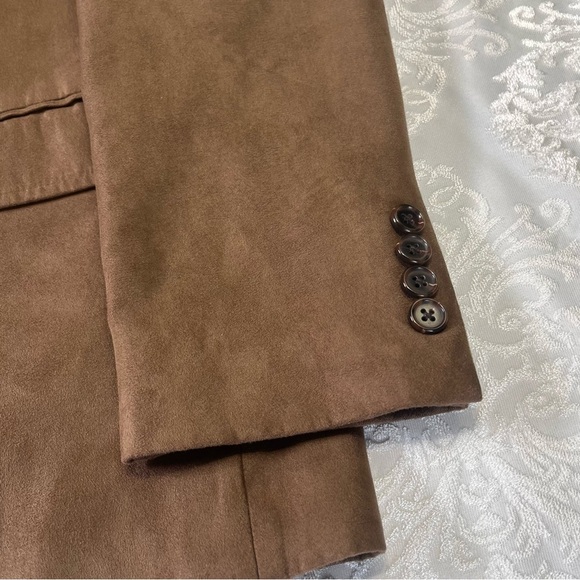 Lauren Ralph Lauren Microsuede Sport Coat Brown With Hound Pattern Size 40R - Picture 8 of 8